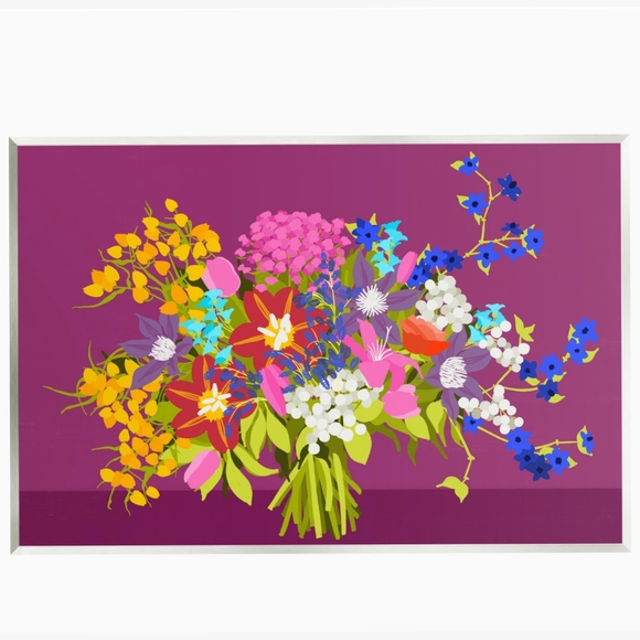 Stupell Industries Other - Pragya Kothari NWT Colorful Mixed Florals Art Wall Plaque 19"x13" Purple